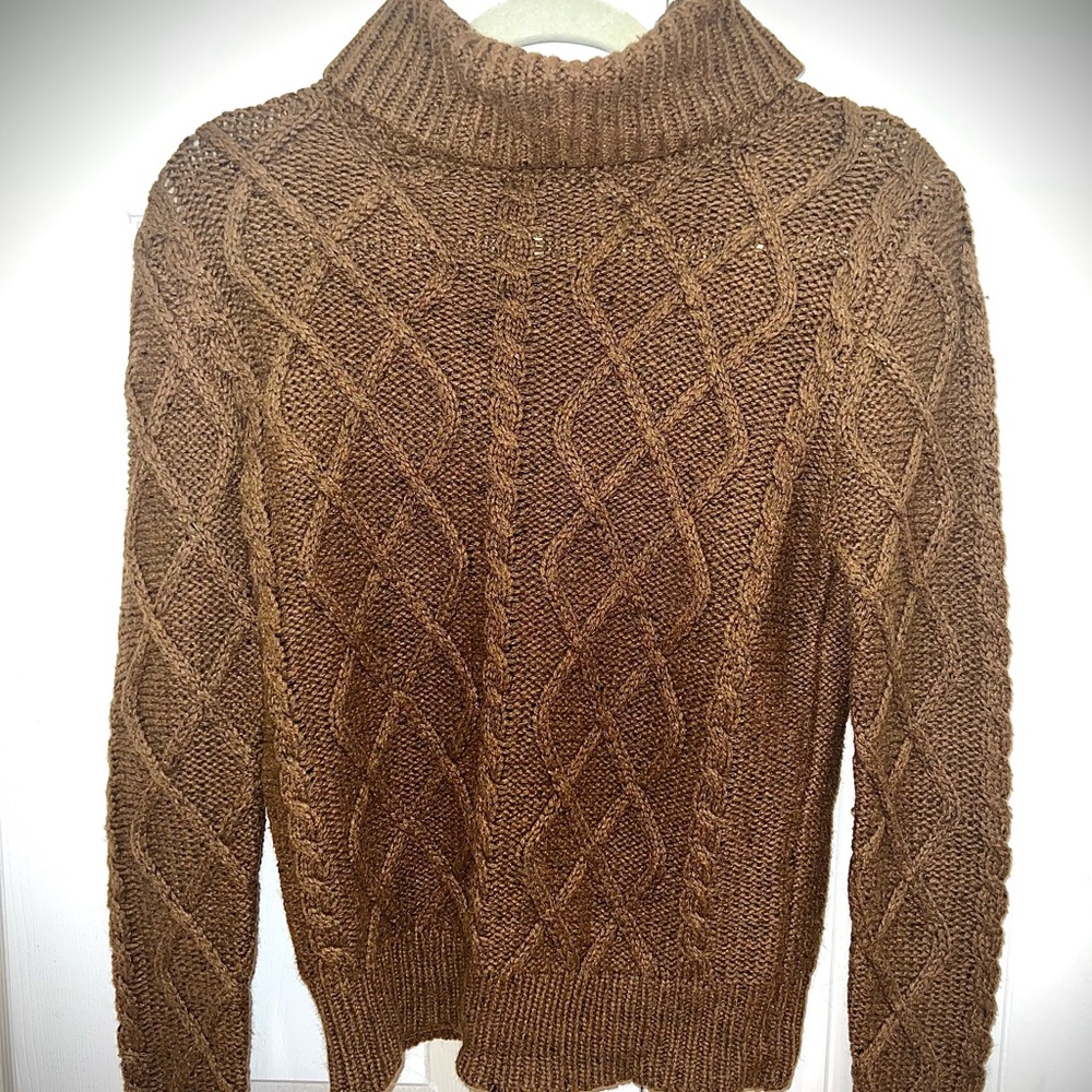 Cotton On Cozy Brown Cable Knit Turtleneck sweater